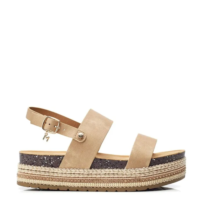 Flatform Sandals Women Moda In Pelle Roselinda Beige Alcantara