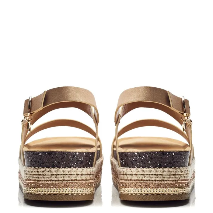 Flatform Sandals Women Moda In Pelle Roselinda Beige Alcantara