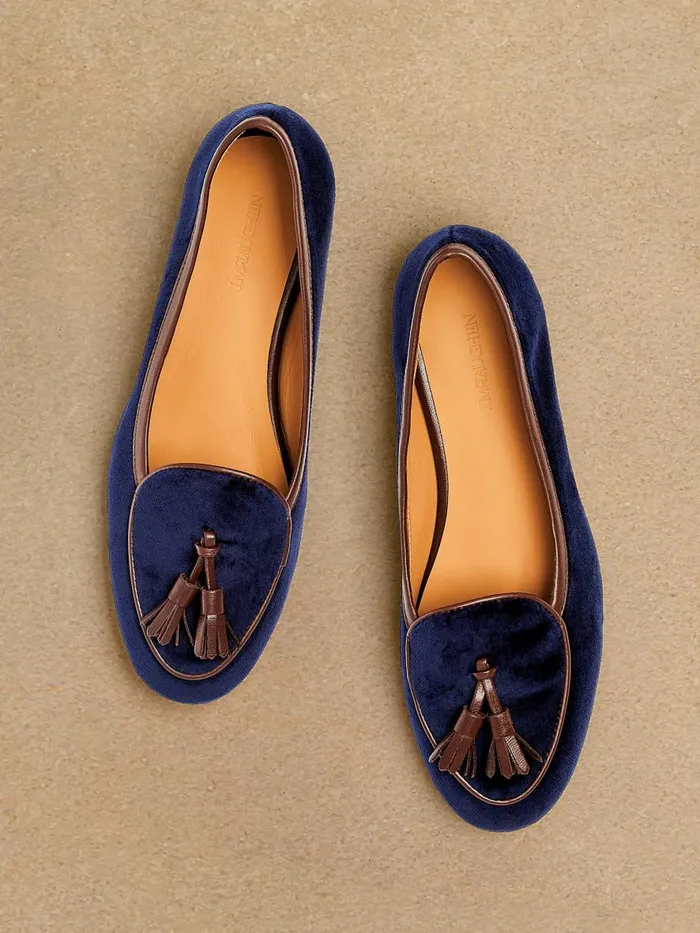 Flats Women JMcLaughlin Cecily Velvet Loafers Navy
