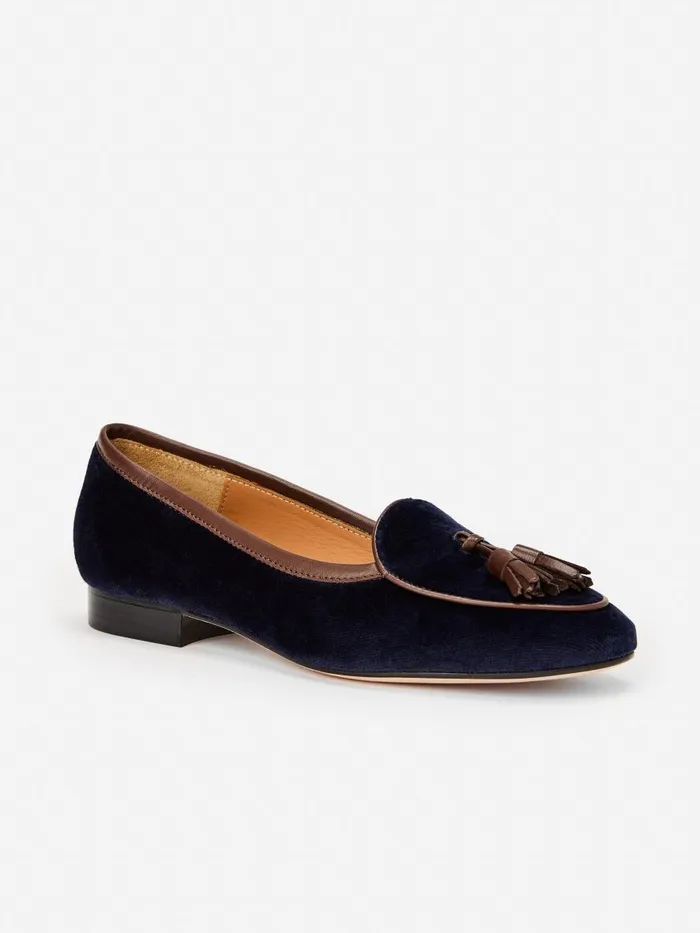 Flats Women JMcLaughlin Cecily Velvet Loafers Navy Flats Women JMcLaughlin Cecily Velvet Loafers Navy