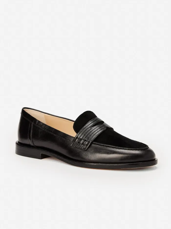 Flats Women JMcLaughlin Concetta Suede and Leather Loafers Black