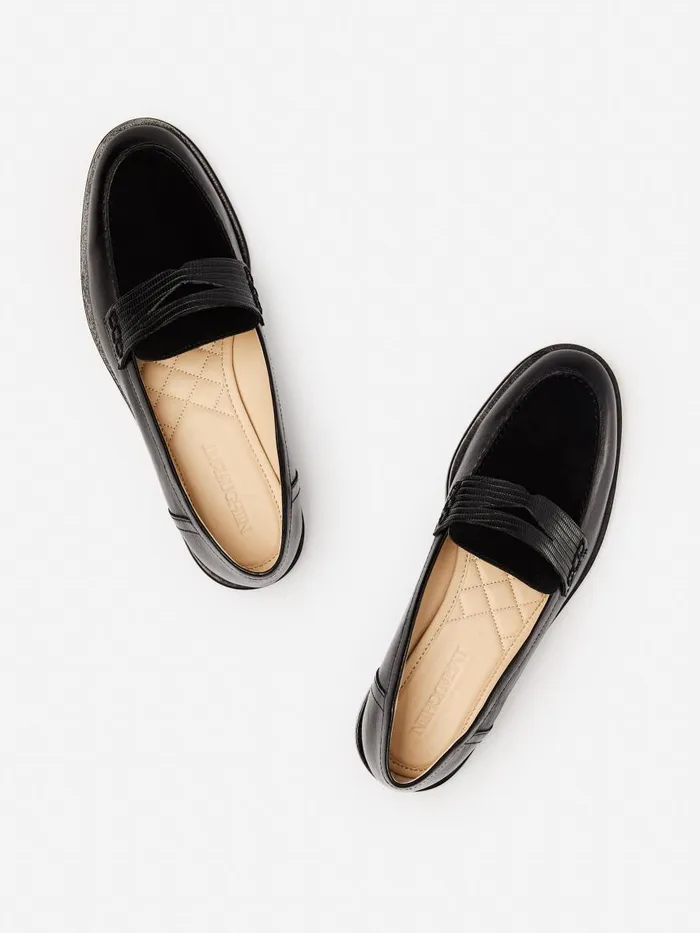 Flats Women JMcLaughlin Concetta Suede and Leather Loafers Black