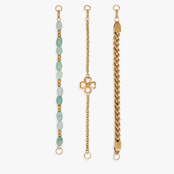 FourLeaf Clover Stranded Bracelet Set Stainless Steel Gold Women Alex And Ani Jewelry Sets FourLeaf Clover Stranded Bracelet Set Stainless Steel Gold Women Alex And Ani Jewelry Sets