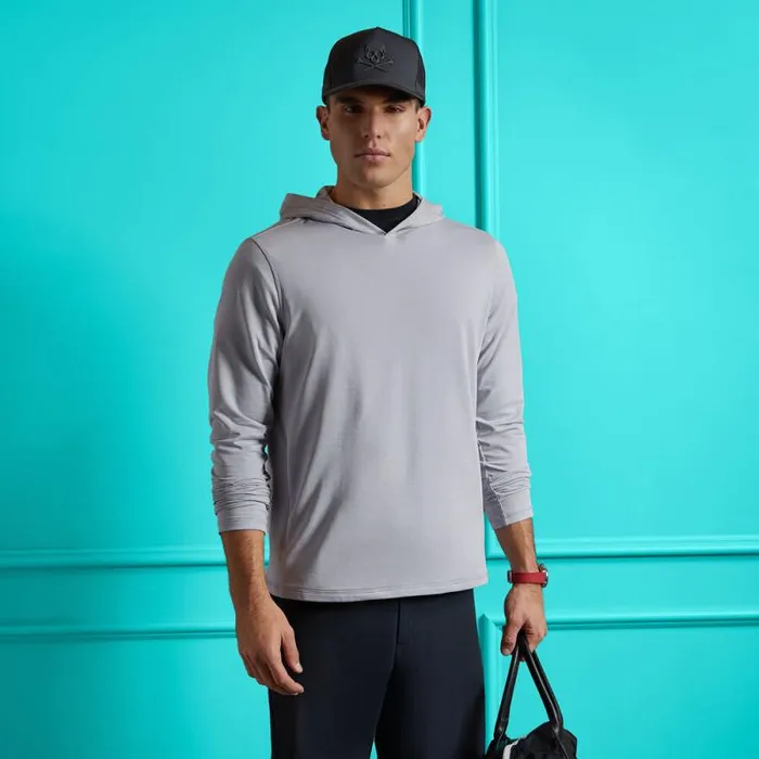 GFORE BRUSHED BACK TECH HOODIE Light Heather Grey Men Hoodies and Tees