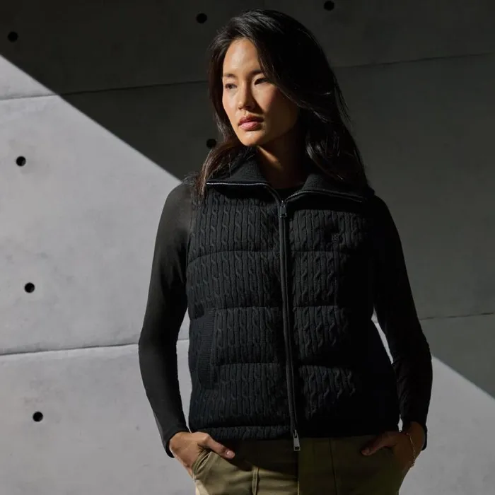 GFORE CABLE KNIT WOOL BLEND DOWN PUFFER VEST Onyx Women Outerwear