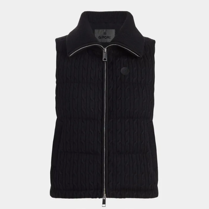GFORE CABLE KNIT WOOL BLEND DOWN PUFFER VEST Onyx Women Outerwear GFORE CABLE KNIT WOOL BLEND DOWN PUFFER VEST Onyx Women Outerwear