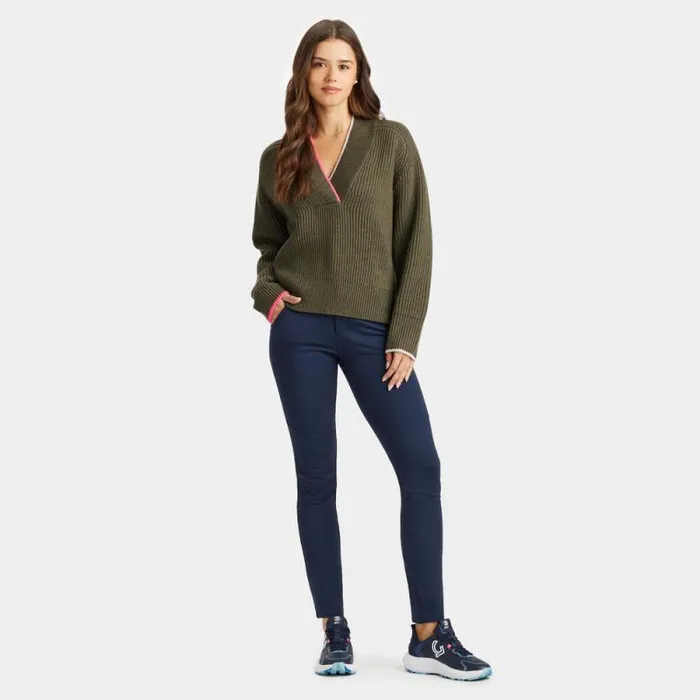 GFORE CHUNKY RIB MERINO WOOL RELAXED FIT V NECK SWEATER Isle Women Sweaters