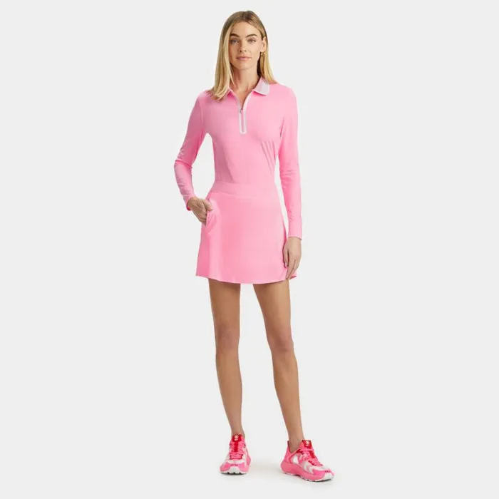 GFORE COLOUR BLOCK COLLAR SILKY TECH NYLON LONG SLEEVE ZIP POLO Candy Women Polos and Shirts GFORE COLOUR BLOCK COLLAR SILKY TECH NYLON LONG SLEEVE ZIP POLO Candy Women Polos and Shirts