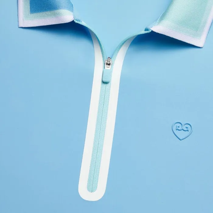 GFORE COLOUR BLOCK SILKY TECH NYLON QUARTER ZIP POLO Fountain Women Polos and Shirts GFORE COLOUR BLOCK SILKY TECH NYLON QUARTER ZIP POLO Fountain Women Polos and Shirts