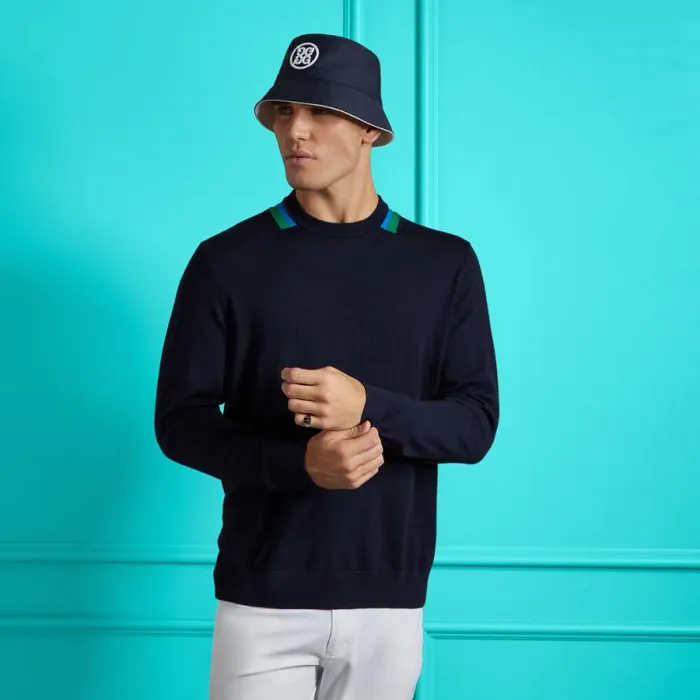 GFORE COLOURBLOCK INTARSIA CREWNECK MERINO WOOL SWEATER Twilight Men Sweaters GFORE COLOURBLOCK INTARSIA CREWNECK MERINO WOOL SWEATER Twilight Men Sweaters