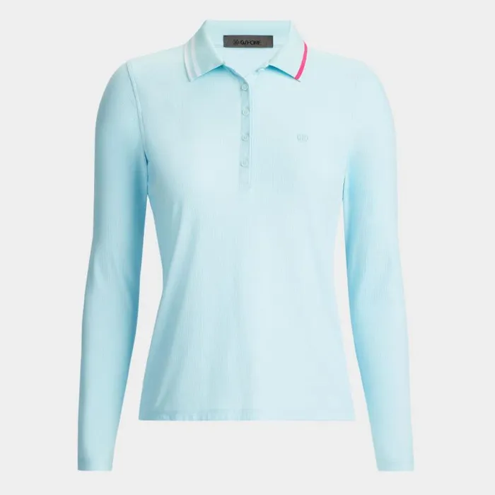 GFORE CONTRAST COLLAR RIBBED TECH NYLON LONG SLEEVE POLO Daybreak Women Polos and Shirts GFORE CONTRAST COLLAR RIBBED TECH NYLON LONG SLEEVE POLO Daybreak Women Polos and Shirts
