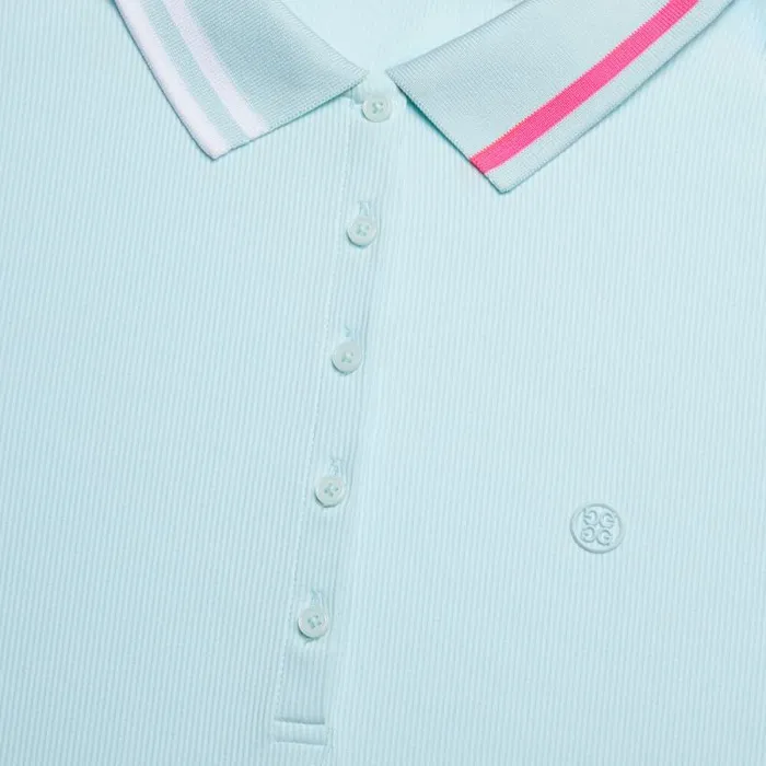 GFORE CONTRAST COLLAR RIBBED TECH NYLON LONG SLEEVE POLO Daybreak Women Polos and Shirts GFORE CONTRAST COLLAR RIBBED TECH NYLON LONG SLEEVE POLO Daybreak Women Polos and Shirts