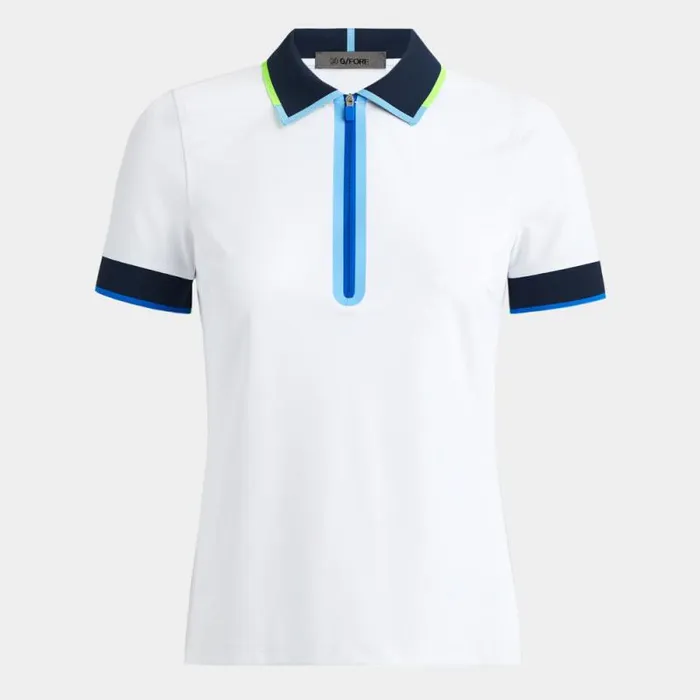 GFORE CONTRAST QUARTER ZIP TECH PIQU POLO Snow Women Polos and Shirts