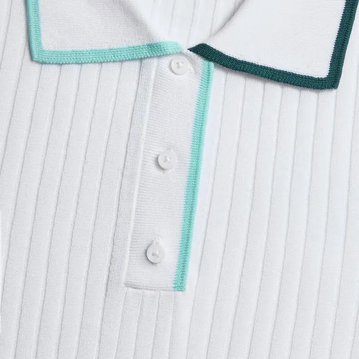 GFORE COTTON BLEND LONG SLEEVE KNIT POLO Snow Women Polos and Shirts GFORE COTTON BLEND LONG SLEEVE KNIT POLO Snow Women Polos and Shirts