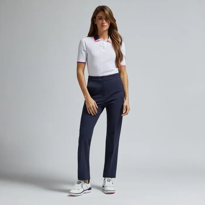 GFORE COTTON BLEND RIBBED SHORT SLEEVE SWEATER POLO Snow Women Polos and Shirts