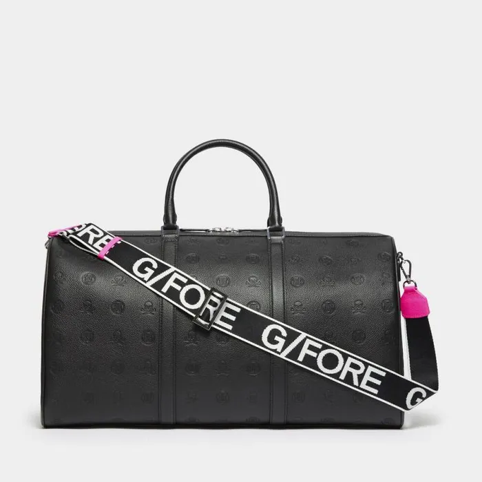 GFORE EMBOSSED SKULL and TEES LEATHER WEEKENDER Onyx MenWomen Luggage and Bags