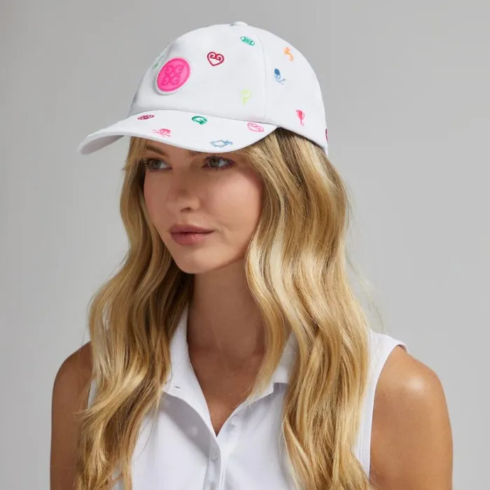 GFORE EMBROIDERED ICON STRETCH TWILL SNAPBACK HAT Snow Women Hats