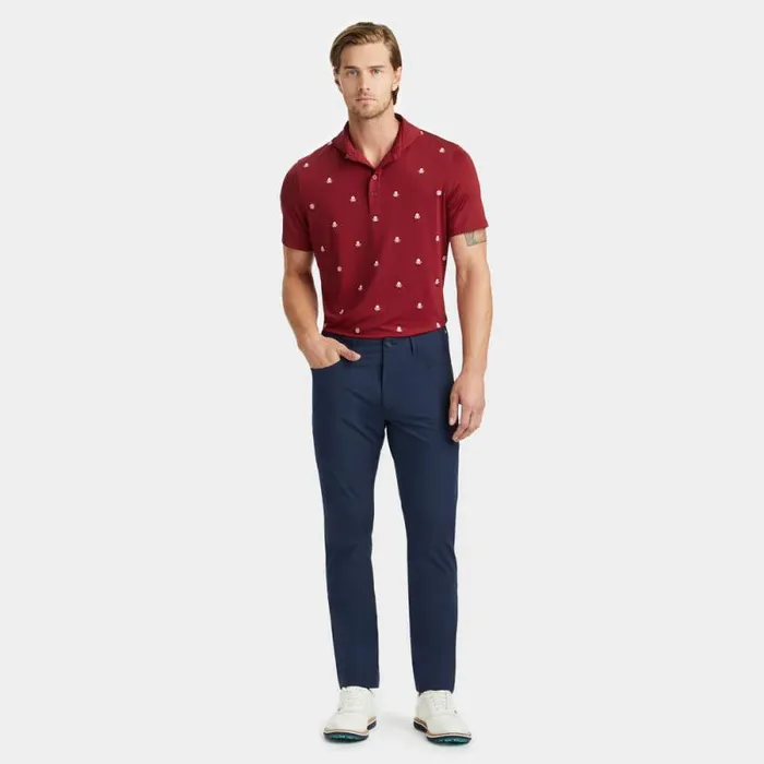 GFORE EMBROIDERED SKULL and TEES TECH JERSEY MODERN SPREAD COLLAR POLO Rhubarb Men Polos GFORE EMBROIDERED SKULL and TEES TECH JERSEY MODERN SPREAD COLLAR POLO Rhubarb Men Polos