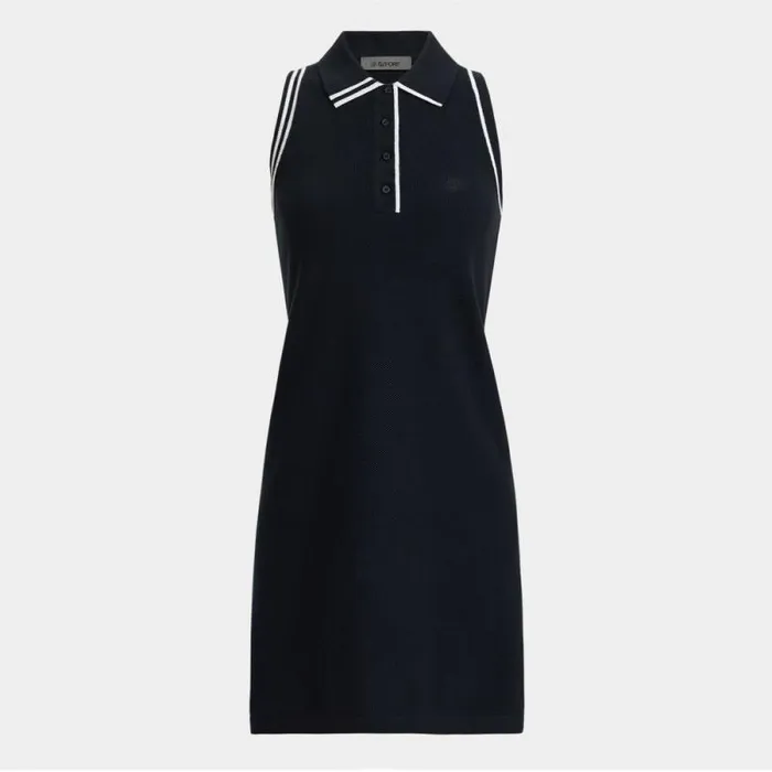 GFORE FULLY FASHIONED COTTON PIQU SLEEVELESS POLO DRESS Onyx Women Skorts and Dresses