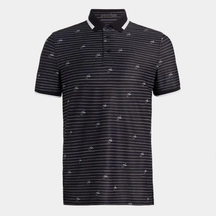 GFORE GFORE SCRIPT STRIPE TECH PIQU BANDED SLEEVE POLO Onyx Men Polos