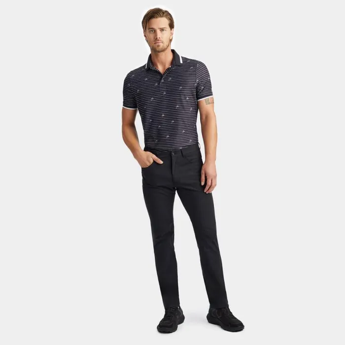 GFORE GFORE SCRIPT STRIPE TECH PIQU BANDED SLEEVE POLO Onyx Men Polos GFORE GFORE SCRIPT STRIPE TECH PIQU BANDED SLEEVE POLO Onyx Men Polos