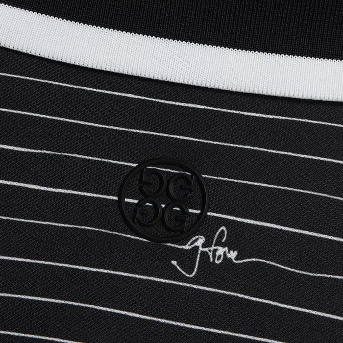 GFORE GFORE SCRIPT STRIPE TECH PIQU BANDED SLEEVE POLO Onyx Men Polos GFORE GFORE SCRIPT STRIPE TECH PIQU BANDED SLEEVE POLO Onyx Men Polos