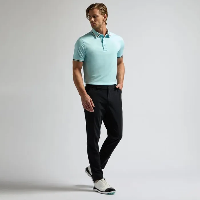 GFORE GTAB ESSENTIAL TECH JERSEY BANDED SLEEVE POLO Powder Men Polos GFORE GTAB ESSENTIAL TECH JERSEY BANDED SLEEVE POLO Powder Men Polos