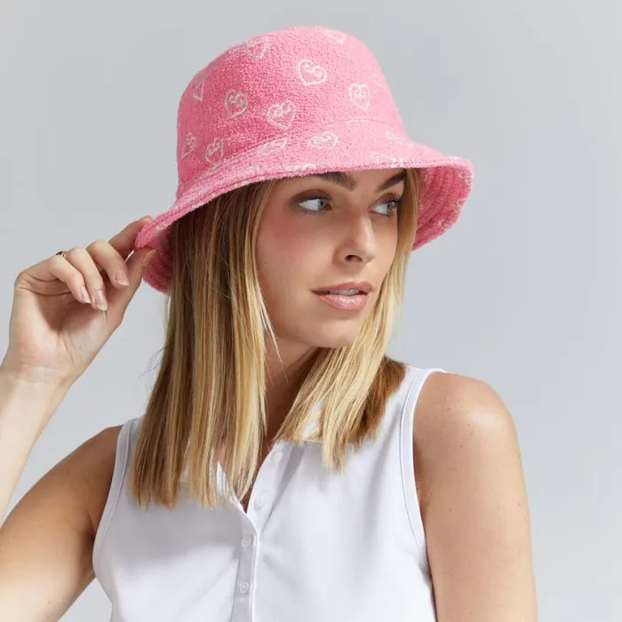 GFORE HEART G039S BOUCL BUCKET HAT Blush Women Hats GFORE HEART G039S BOUCL BUCKET HAT Blush Women Hats