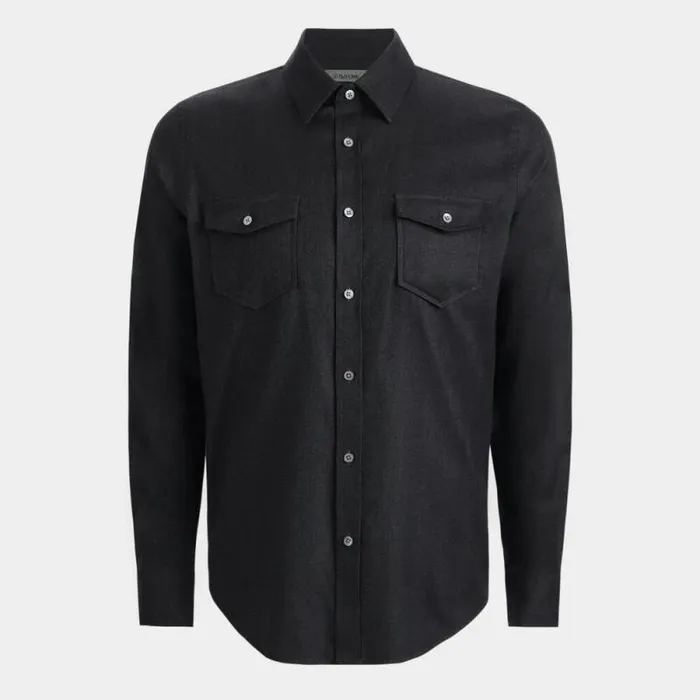 GFORE HERRINGBONE BRUSHED DRESS SHIRT Charcoal Heather Grey Men Dress Shirts