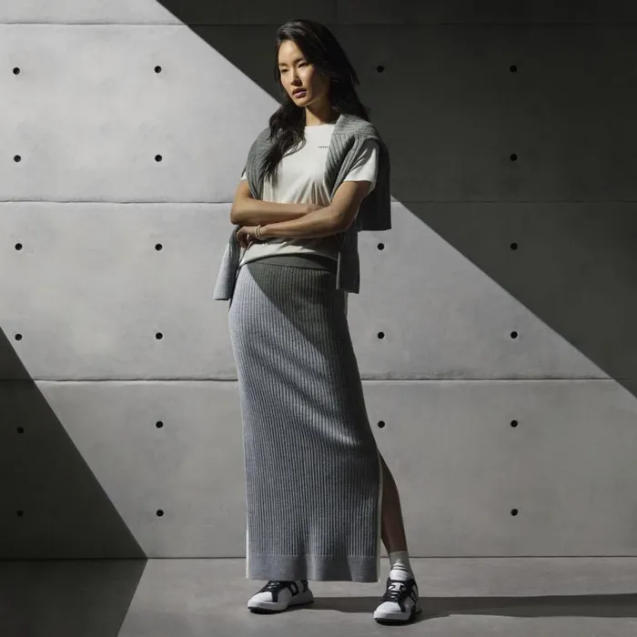 GFORE HIGH WAISTED RIBBED MERINO WOOL BLEND MAXI SKIRT Heather Grey Women Skorts and Dresses