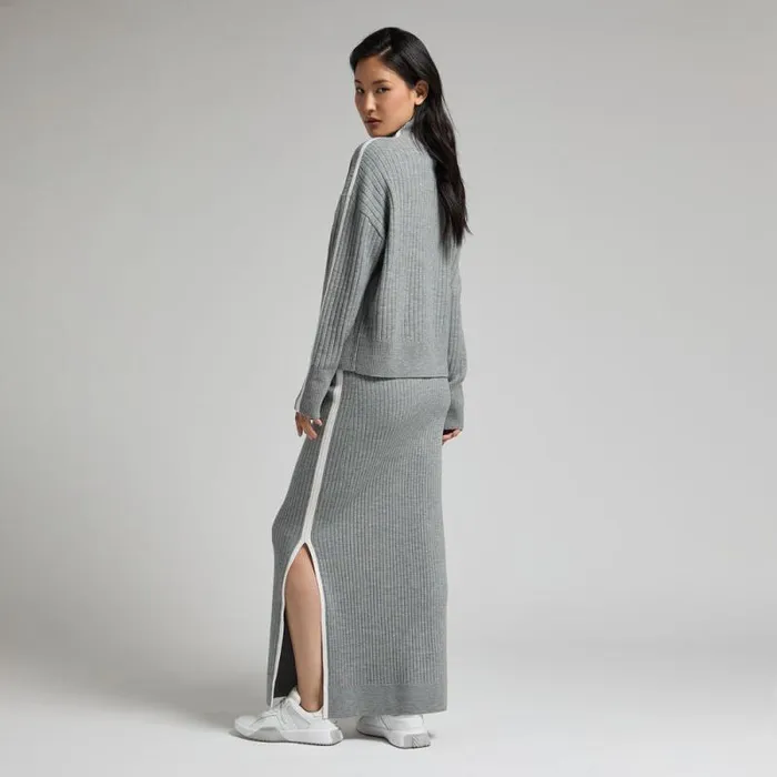 GFORE HIGH WAISTED RIBBED MERINO WOOL BLEND MAXI SKIRT Heather Grey Women Skorts and Dresses
