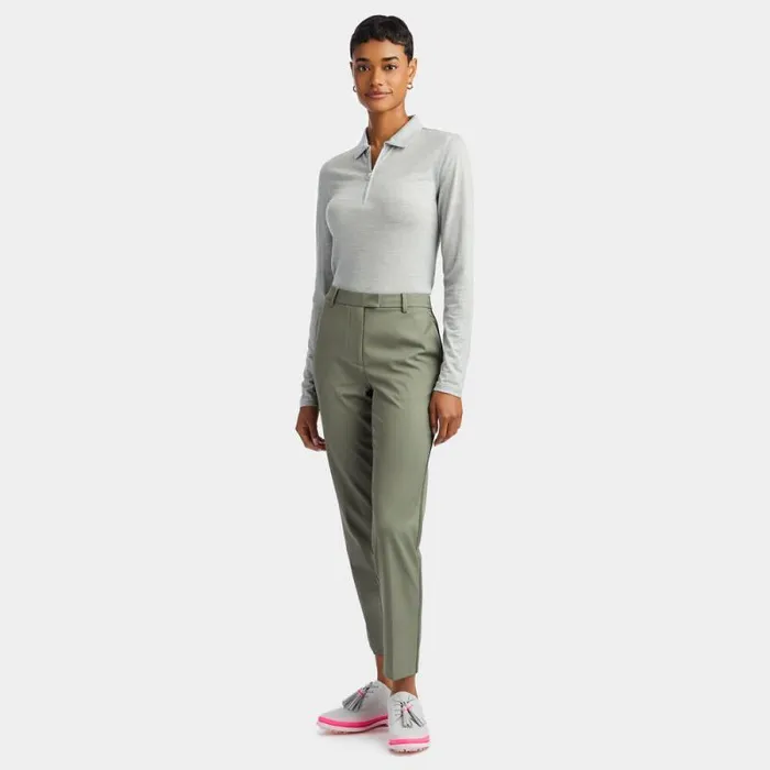 GFORE LIGHTWEIGHT TECH PERFORMANCE FINE WOOL LONG SLEEVE POLO Light Heather Grey Women Polos and Shirts GFORE LIGHTWEIGHT TECH PERFORMANCE FINE WOOL LONG SLEEVE POLO Light Heather Grey Women Polos and Shirts
