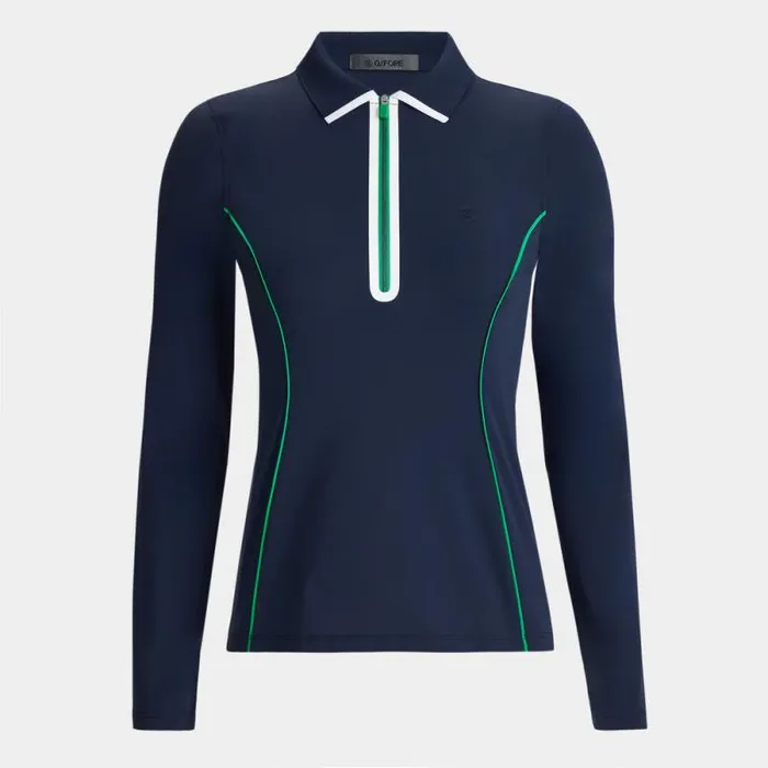 GFORE LIGHTWEIGHT WARP KNIT QUARTER ZIP LONG SLEEVE POLO Twilight Women Polos and Shirts GFORE LIGHTWEIGHT WARP KNIT QUARTER ZIP LONG SLEEVE POLO Twilight Women Polos and Shirts