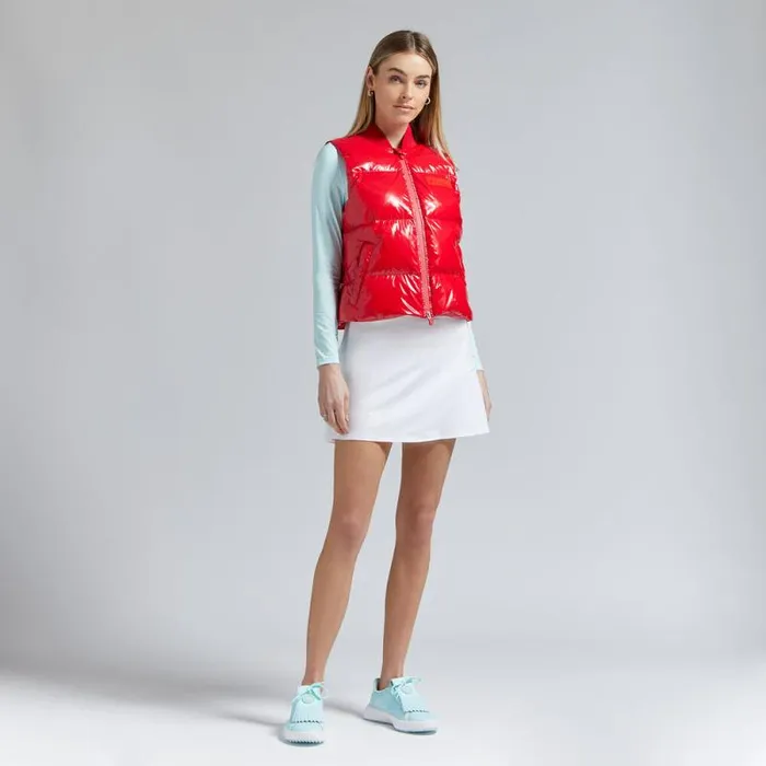 GFORE LIMITED EDITION HEART G039S COATED NYLON QUILTED PUFFER VEST Poppy Women Outerwear