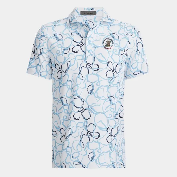 GFORE LTD RELEASE 2025 US OPEN WATERCOLOUR FLORAL TECH PIQU POLO Fountain Men Polos