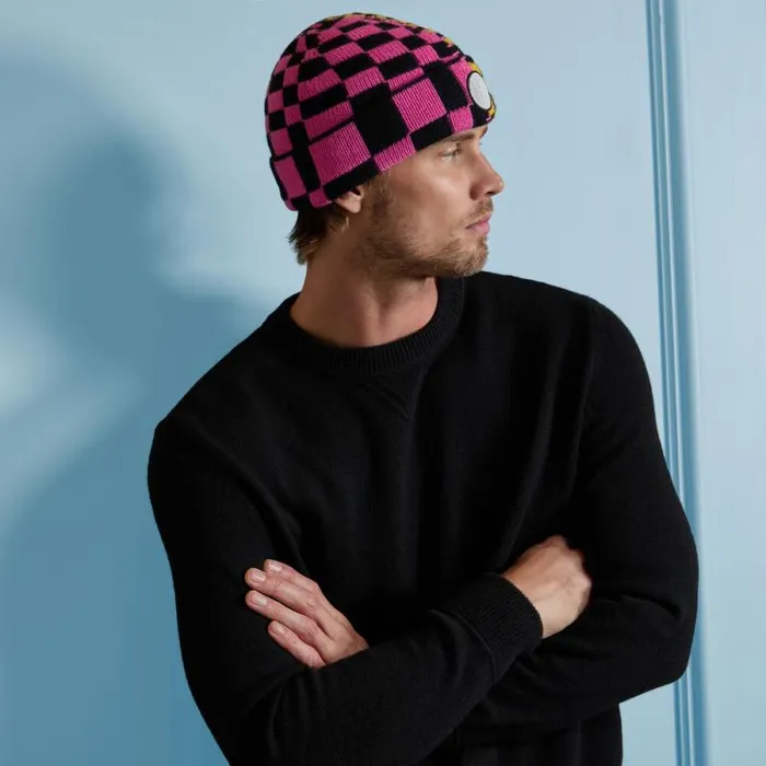 GFORE LTD RELEASE DISTORTED CHECK MERINO WOOL BEANIE Cyberknockout Pink MenWomen Hats GFORE LTD RELEASE DISTORTED CHECK MERINO WOOL BEANIE Cyberknockout Pink MenWomen Hats