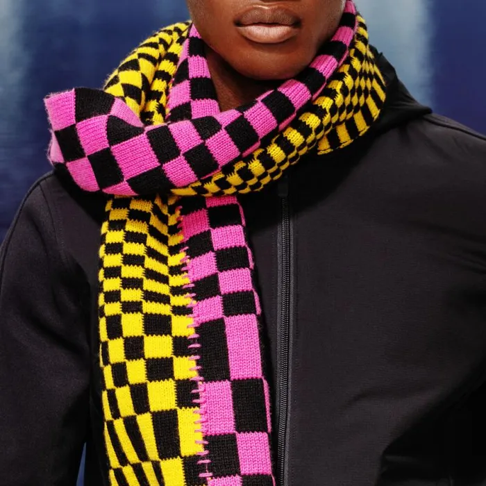 GFORE LTD RELEASE DISTORTED CHECK MERINO WOOL SCARF Cyberknockout Pink MenWomen Novelty GFORE LTD RELEASE DISTORTED CHECK MERINO WOOL SCARF Cyberknockout Pink MenWomen Novelty