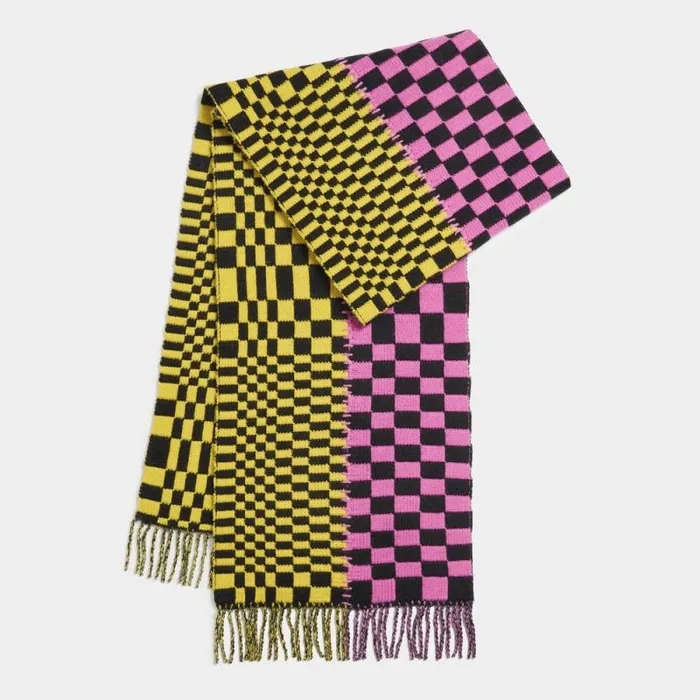 GFORE LTD RELEASE DISTORTED CHECK MERINO WOOL SCARF Cyberknockout Pink MenWomen Novelty GFORE LTD RELEASE DISTORTED CHECK MERINO WOOL SCARF Cyberknockout Pink MenWomen Novelty