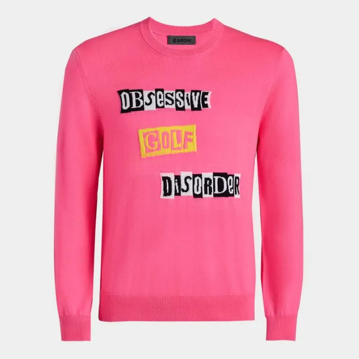 GFORE LTD RELEASE OGD MERINO WOOL SWEATER Knockout Pink Men Sweaters GFORE LTD RELEASE OGD MERINO WOOL SWEATER Knockout Pink Men Sweaters
