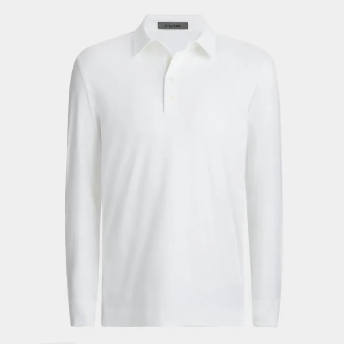 GFORE LUXE COTTON BLEND LONG SLEEVE POLO Snow Men Polos