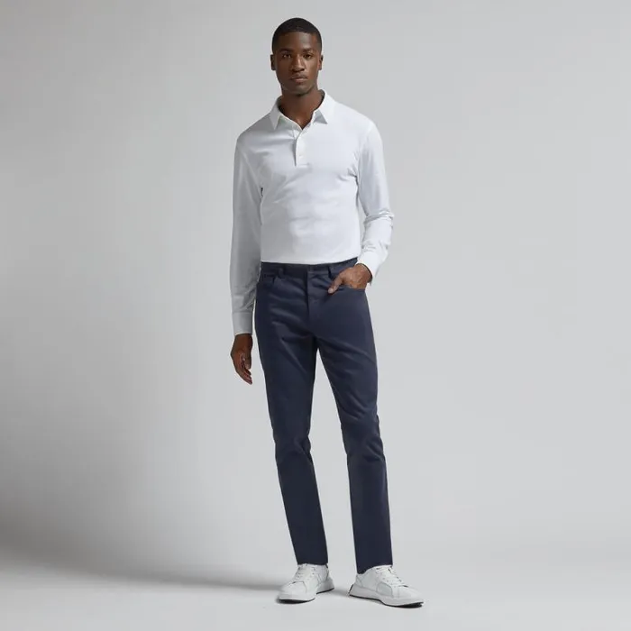 GFORE LUXE COTTON BLEND LONG SLEEVE POLO Snow Men Polos GFORE LUXE COTTON BLEND LONG SLEEVE POLO Snow Men Polos