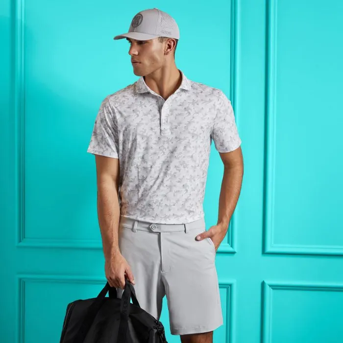 GFORE MAPPED ICON CAMO TECH JERSEY MODERN SPREAD COLLAR POLO Snow Men Polos GFORE MAPPED ICON CAMO TECH JERSEY MODERN SPREAD COLLAR POLO Snow Men Polos