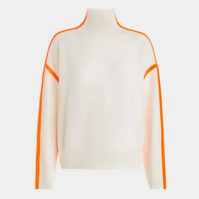 GFORE MERINO WOOL CONTRAST STRIPE TURTLENECK SWEATER Chalk White Women Sweaters GFORE MERINO WOOL CONTRAST STRIPE TURTLENECK SWEATER Chalk White Women Sweaters