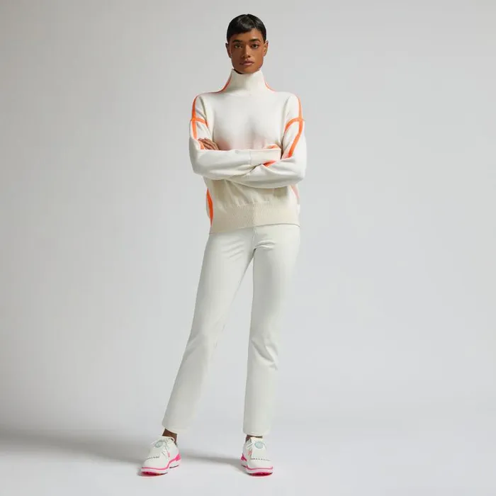GFORE MERINO WOOL CONTRAST STRIPE TURTLENECK SWEATER Chalk White Women Sweaters GFORE MERINO WOOL CONTRAST STRIPE TURTLENECK SWEATER Chalk White Women Sweaters