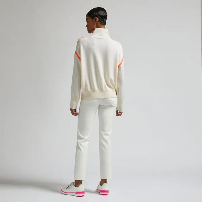 GFORE MERINO WOOL CONTRAST STRIPE TURTLENECK SWEATER Chalk White Women Sweaters GFORE MERINO WOOL CONTRAST STRIPE TURTLENECK SWEATER Chalk White Women Sweaters