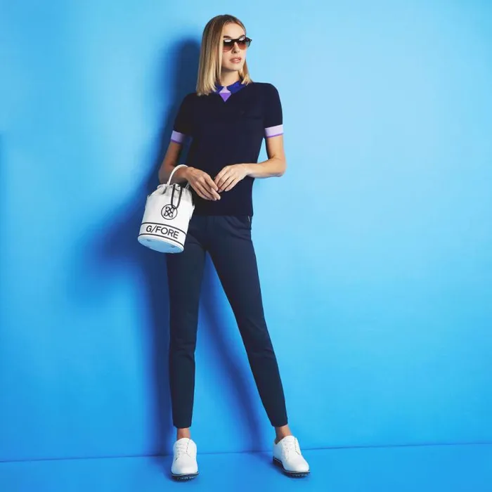 GFORE MERINO WOOL LAYERED SHORT SLEEVE SWEATER POLO Twilight Women Polos and Shirts GFORE MERINO WOOL LAYERED SHORT SLEEVE SWEATER POLO Twilight Women Polos and Shirts