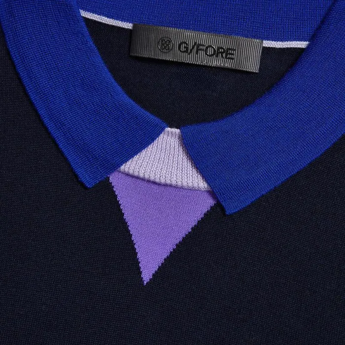GFORE MERINO WOOL LAYERED SHORT SLEEVE SWEATER POLO Twilight Women Polos and Shirts GFORE MERINO WOOL LAYERED SHORT SLEEVE SWEATER POLO Twilight Women Polos and Shirts