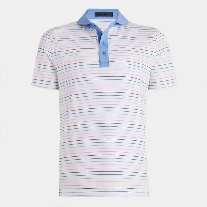 GFORE MULTI STRIPE TECH JERSEY MODERN SPREAD COLLAR POLO Snow Men Polos