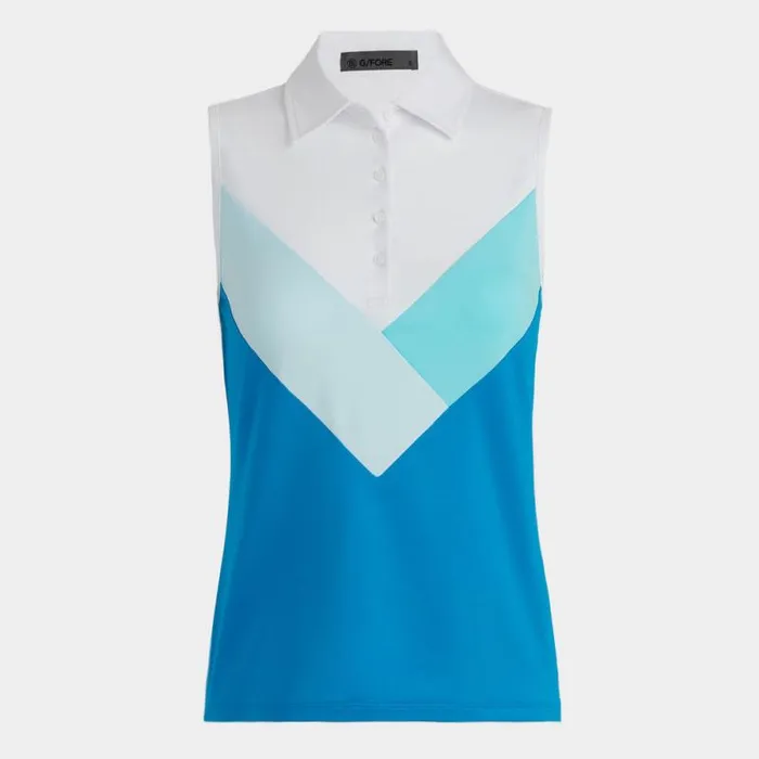 GFORE MULTI V TECH JERSEY SLEEVELESS POLO Snow Women Polos and Shirts