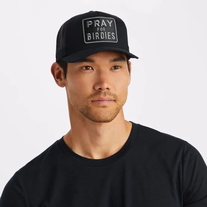 GFORE PRAY FOR BIRDIES COTTON TWILL TRUCKER HAT Onyx Men Hats GFORE PRAY FOR BIRDIES COTTON TWILL TRUCKER HAT Onyx Men Hats